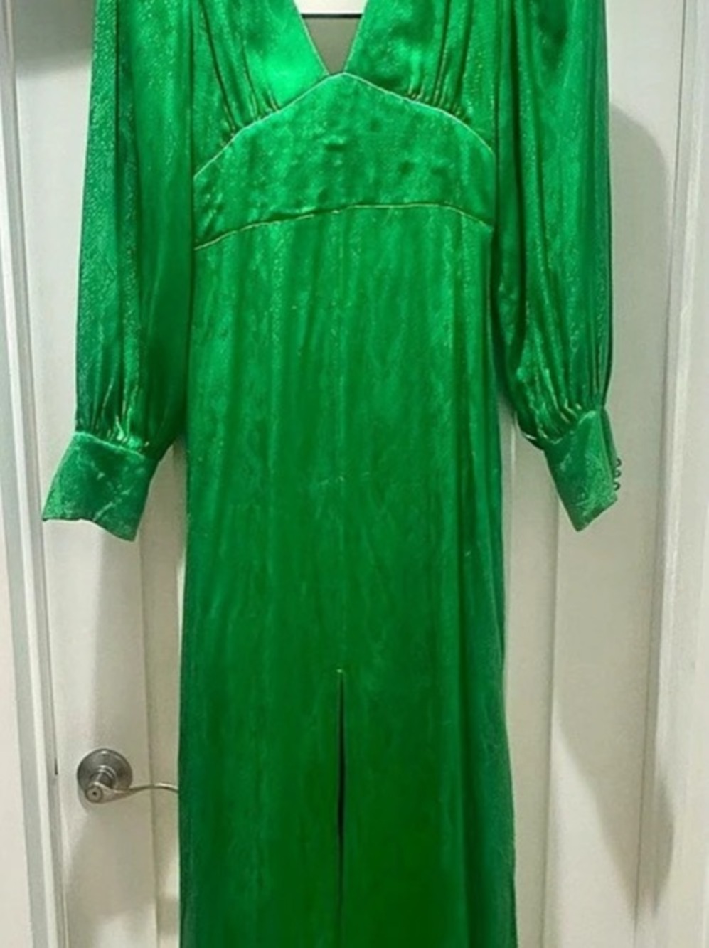 AFRM Alvin Long Sleeve Snakeskin Print Dress Maxi in Green